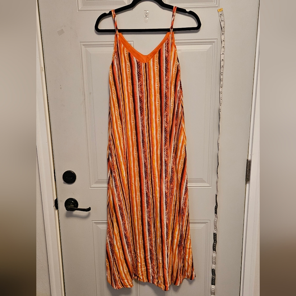 Savanna Jane Multi Orange Stripe Maxi Sundress